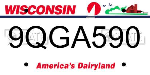 9QGA590 Wisconsin License Plate