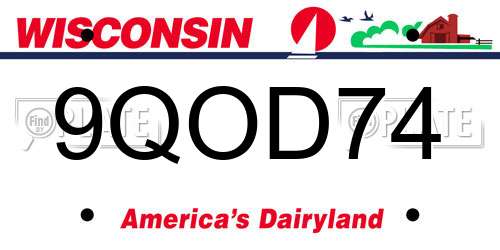 9QOD74 Wisconsin License Plate