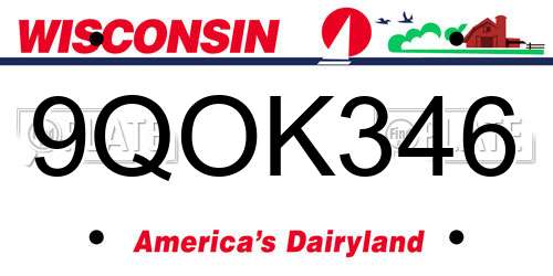 9QOK346 Wisconsin License Plate