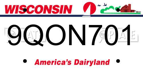 9QON701 Wisconsin License Plate