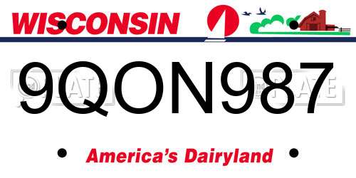 9QON987 Wisconsin License Plate