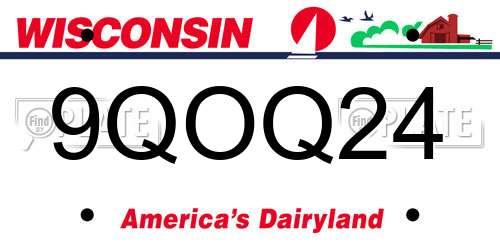 9QOQ24 Wisconsin License Plate