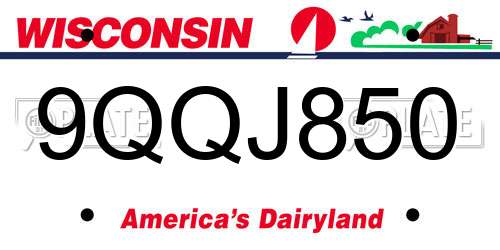 9QQJ850 Wisconsin License Plate