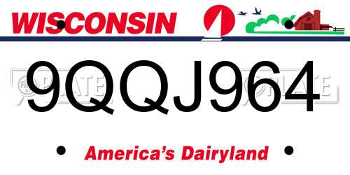 9QQJ964 Wisconsin License Plate