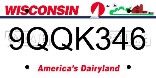 9QQK346 Wisconsin License Plate
