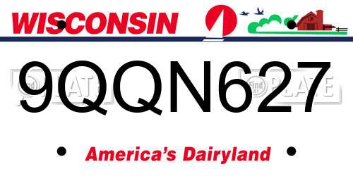 9QQN627 Wisconsin License Plate