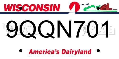 9QQN701 Wisconsin License Plate