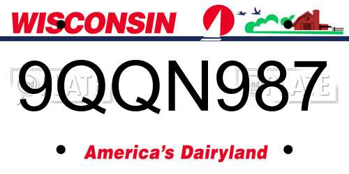 9QQN987 Wisconsin License Plate