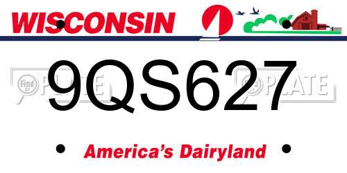 9QS627 Wisconsin License Plate