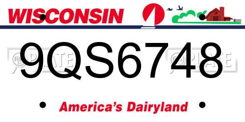 9QS6748 Wisconsin License Plate