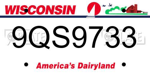 9QS9733 Wisconsin License Plate