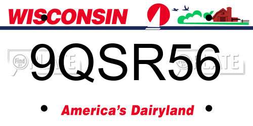 9QSR56 Wisconsin License Plate