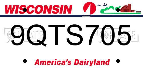 9QTS705 Wisconsin License Plate
