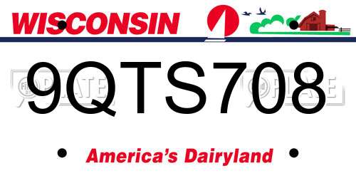9QTS708 Wisconsin License Plate
