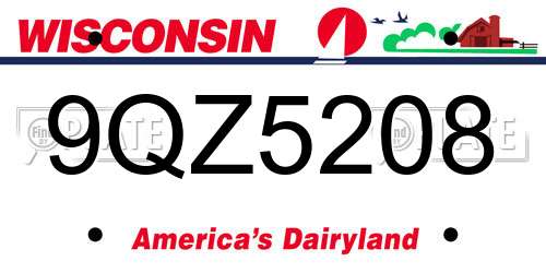 9QZ5208 Wisconsin License Plate