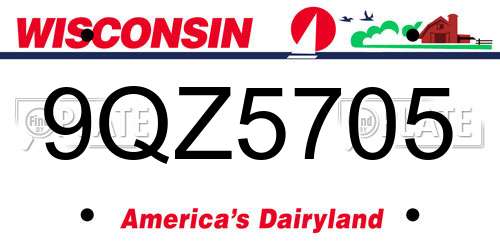 9QZ5705 Wisconsin License Plate