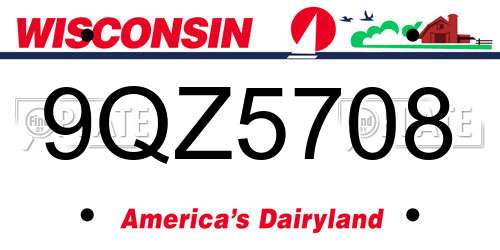9QZ5708 Wisconsin License Plate