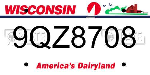 9QZ8708 Wisconsin License Plate