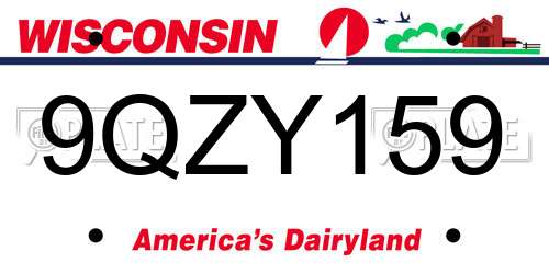 9QZY159 Wisconsin License Plate