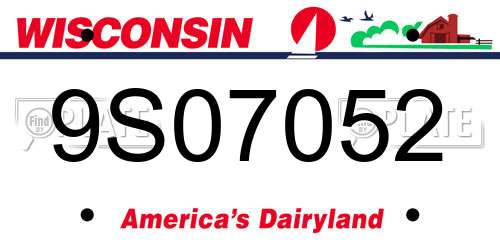 9S07052 Wisconsin License Plate