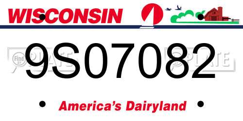 9S07082 Wisconsin License Plate