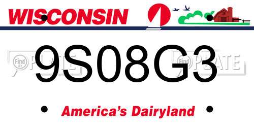 9S08G3 Wisconsin License Plate