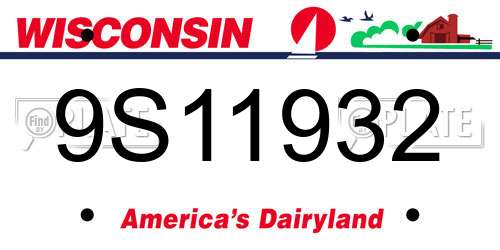9S11932 Wisconsin License Plate