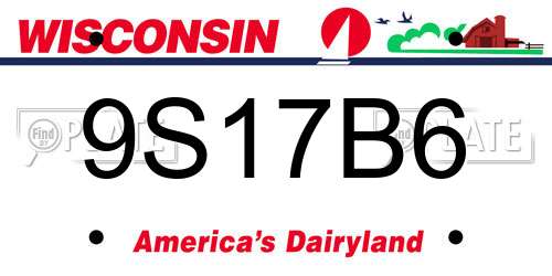9S17B6 Wisconsin License Plate