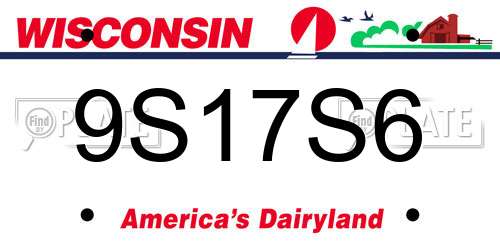 9S17S6 Wisconsin License Plate