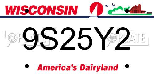 9S25Y2 Wisconsin License Plate