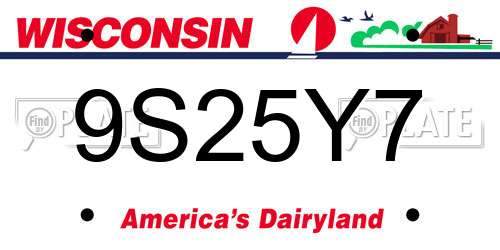 9S25Y7 Wisconsin License Plate
