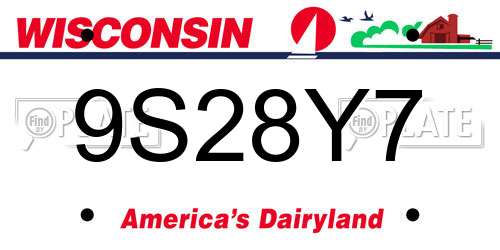 9S28Y7 Wisconsin License Plate