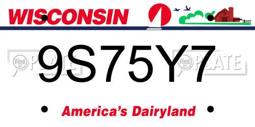 9S75Y7 Wisconsin License Plate