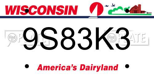 9S83K3 Wisconsin License Plate