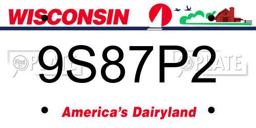 9S87P2 Wisconsin License Plate