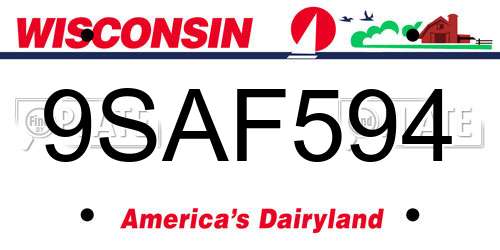 9SAF594 Wisconsin License Plate