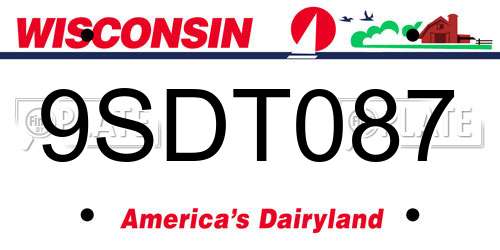 9SDT087 Wisconsin License Plate
