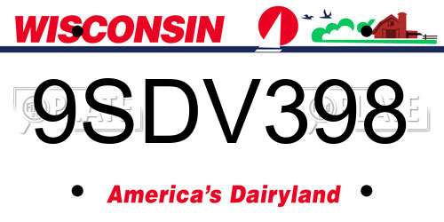 9SDV398 Wisconsin License Plate