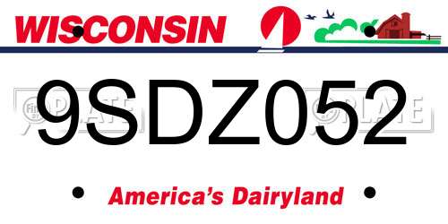 9SDZ052 Wisconsin License Plate