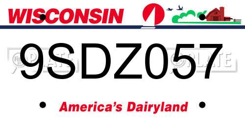 9SDZ057 Wisconsin License Plate