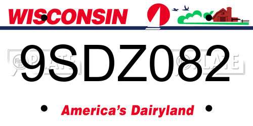 9SDZ082 Wisconsin License Plate