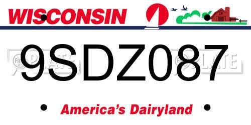 9SDZ087 Wisconsin License Plate