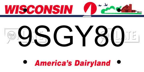 9SGY80 Wisconsin License Plate