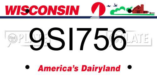 9SI756 Wisconsin License Plate