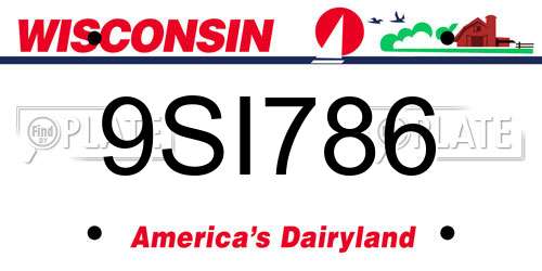 9SI786 Wisconsin License Plate