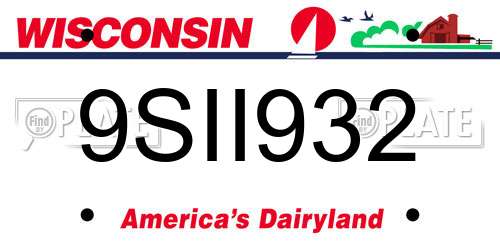 9SII932 Wisconsin License Plate