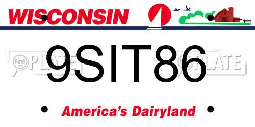 9SIT86 Wisconsin License Plate