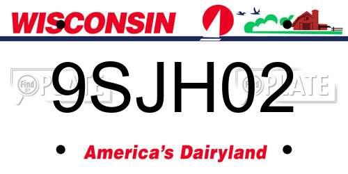 9SJH02 Wisconsin License Plate
