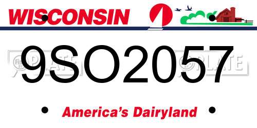 9SO2057 Wisconsin License Plate