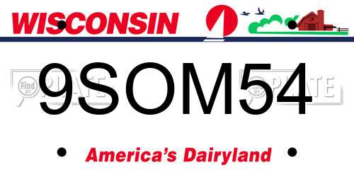 9SOM54 Wisconsin License Plate
